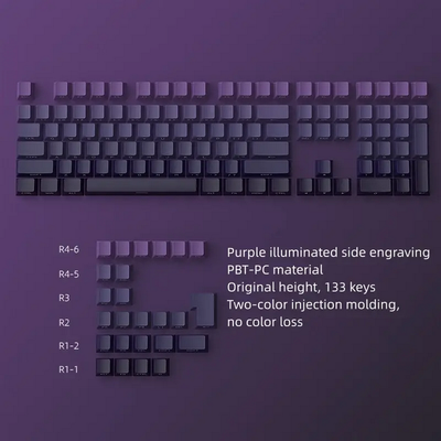 Gradient Side Engraved Keycaps - Purple - OEM - 133 Keys_img_0