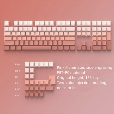 Gradient Side Engraved Keycaps - Light Pink