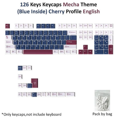 126 Keys PBT Keycaps - Mecha (Blue inside)_img_0