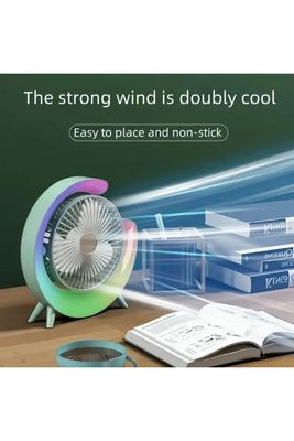 Colorful Moon Fan – Stylish Cooling with Rainbow LED Elegance_img_2