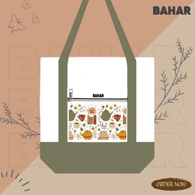Multi - Department (Two Inner Pockets, One Outer Pocket, Two Zippers ) Dual-Color Tote Bag