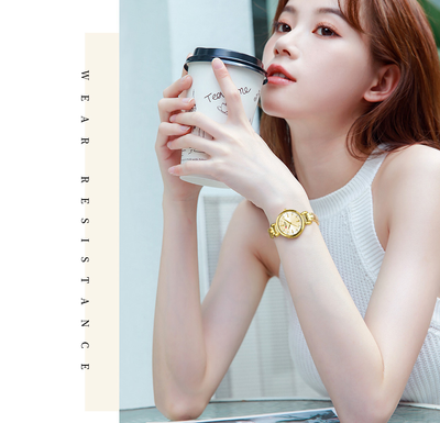 Curren 9098 Ladies Chain Watch- Golden Dial- Golden Bezel- Golden Chain- TF Code CR942CF_img_4