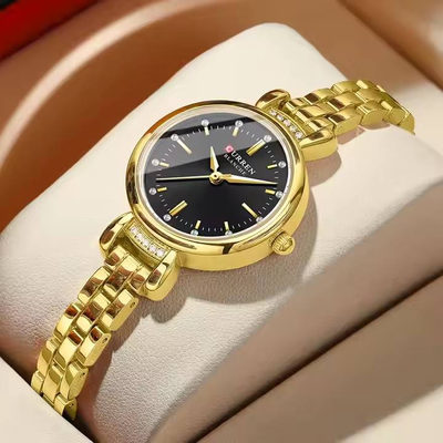 Curren 9098 Ladies Chain Watch- Black Dial- Golden Bezel- Golden Chain- TF Code CR944CF_img_1