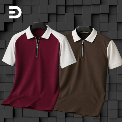 Get Extra Discount 2Piece Stylish Premium Quality Zipper Polo_img_0