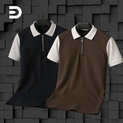 Get Extra Discount 2Piece Stylish Premium Quality Zipper Polo_img_1