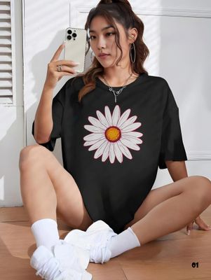 Drop Shoulder Floral Premium T-shirt - 01_img_1