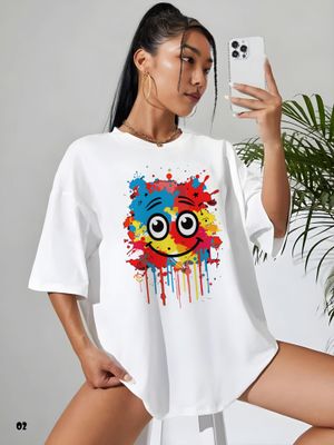 Drop Shoulder Premium Happy T-shirt - 02_img_1