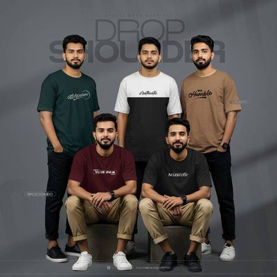 Waffle Drop Shoulder T-shirt 5 pcs_img_0