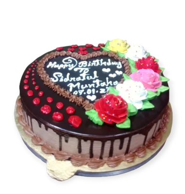 রঙিন গোলাপ দিয়ে সাজানো জন্মদিনের চকলেট ড্রিপ কেক_img_0