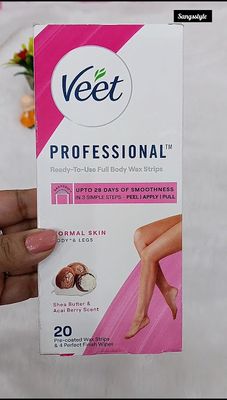 Veet Professional Dry Skin Hair Removal Wax Strips 20 Strips for Body & Legs_img_3
