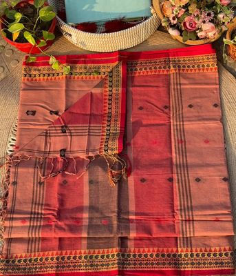 Handloom onion red par saree_img_1