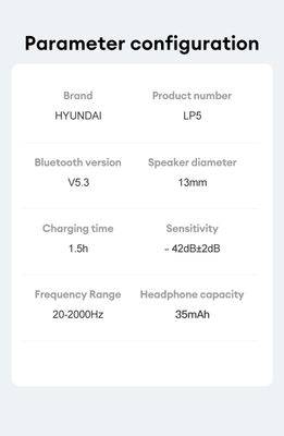 HYUNDAI LP5 Gaming Wireless Bluetooth Earphones Low Latency Headphones 50H Long Battery Life Earbuds Noise Reduction_img_15