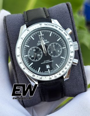 OMEGA 57 SPEED MASTER BLACK DIAL BLACK BELT SILVER CASE_img_0