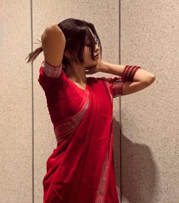 Handloom Meroon Silver pair Formal saree_img_4