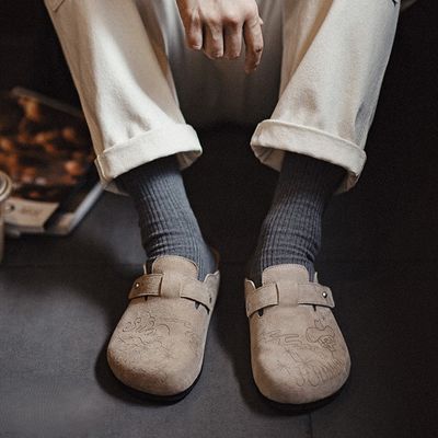 Men's Suede Leather Half Slippers_img_2