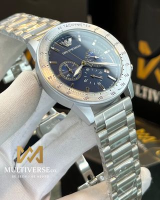 ARMANI CHRONO | MATTE FINISH | SILVER CHAIN BLUE DIAL (AA)_img_0