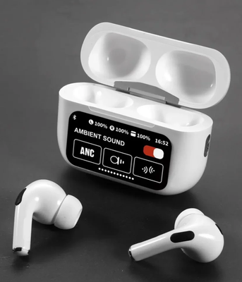 A9 Pro ANC Touch Screen Display Earbuds โ White Color