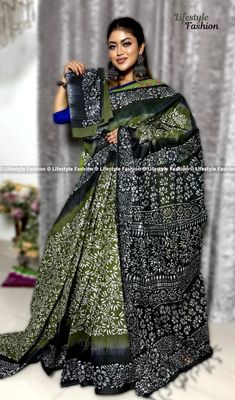 প্রিমিয়াম কোয়ালিটি কটন আরামদায়ক ভেজিটেবল বাটিক শাড়ি (LF-SAREE-087)_img_0
