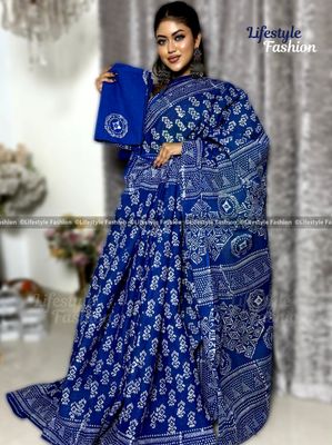 প্রিমিয়াম কোয়ালিটি কটন আরামদায়ক ভেজিটেবল বাটিক শাড়ি   (LF-SAREE-099)_img_0