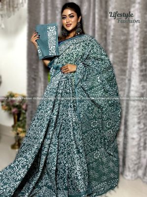 প্রিমিয়াম কোয়ালিটি কটন আরামদায়ক ভেজিটেবল বাটিক শাড়ি  (LF-SAREE-094)_img_0