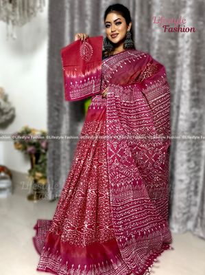 প্রিমিয়াম কোয়ালিটি কটন আরামদায়ক ভেজিটেবল বাটিক শাড়ি_img_0