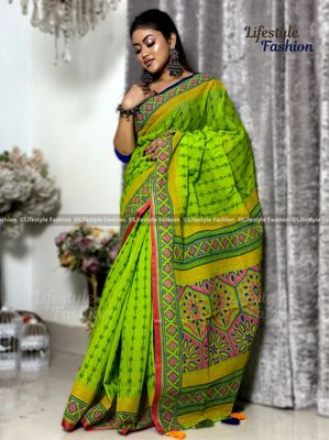 প্রিমিয়াম কোয়ালিটি কালারফুল ব্লকের শাড়ি (LF-S-089)_img_0