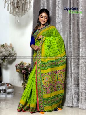 প্রিমিয়াম কোয়ালিটি কালারফুল ব্লকের শাড়ি (LF-S-089)_img_1