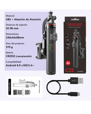 C22 AI Face Tracking Extended Selfie Stick Tripod Multi-Function Stabilizer_img_1
