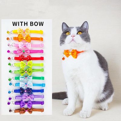 Pet tie Cat Collar Adjustable Dot Prints Doggy Bow/Tie With Bell Fashion Pets Necktie Collars Bells and Charms pet supplies_img_0