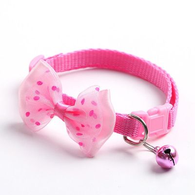 Pet tie Cat Collar Adjustable Dot Prints Doggy Bow/Tie With Bell Fashion Pets Necktie Collars Bells and Charms pet supplies_img_1
