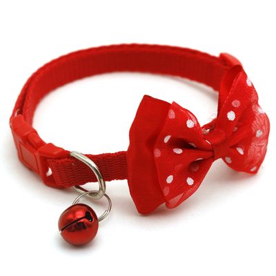 Pet tie Cat Collar Adjustable Dot Prints Doggy Bow/Tie With Bell Fashion Pets Necktie Collars Bells and Charms pet supplies_img_2