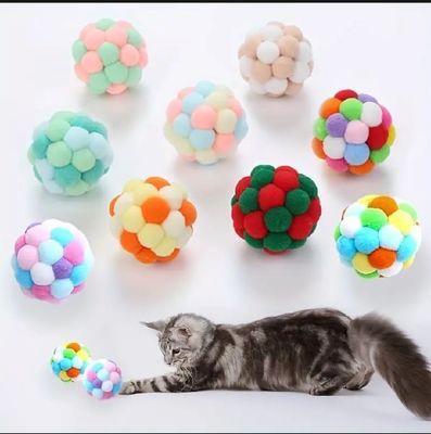 Cat toys Colorful handmade bell ball Elastic ball interactive chase pet supplies_img_0