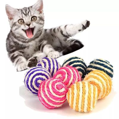 Colorful Sisal Interactive Ball Cat Toy 1pcs_img_0