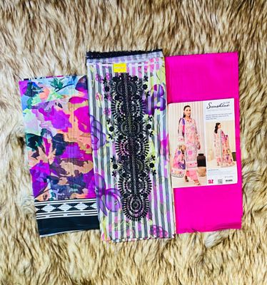 Digital printed cotton satin shirt, dupatta, and dyed trouser._img_2
