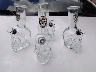 D&K Hand-drawing Color Skull Glass Bong_img_0