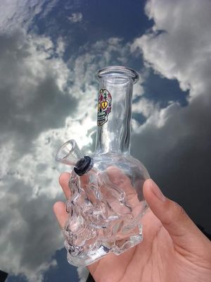 D&K Hand-drawing Color Skull Glass Bong_img_1