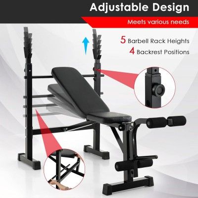 Weight Bench, Bench Press Set with Squat Rack and Bench for Home Gym Full-Body Workout_img_1