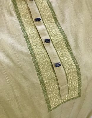 Green Cotton Embroidery Panjabi Push Button | Men_img_5