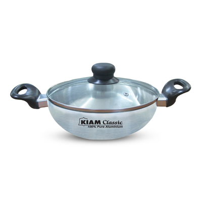 KIAM Aluminium Korai With Glass Lid 28 CM IB (Induction Bottom)_img_0