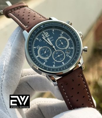 CITIZEN 3 CHRONO BROWN BELT BLUE DIAL_img_0