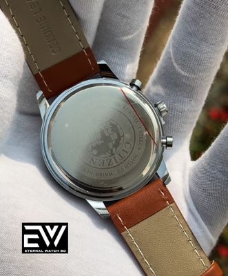 CITIZEN 3 CHRONO BROWN BELT MUSTARD DIAL_img_1