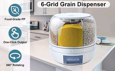 Rotating 6 compartments storage containerMulti-purpose Cereal Dispenser_img_0