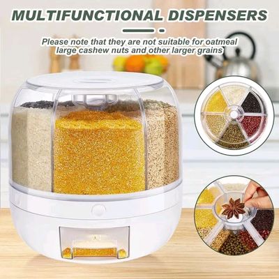 Rotating 6 compartments storage containerMulti-purpose Cereal Dispenser_img_1