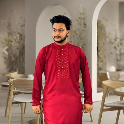 Sequence Embroidery Panjabi রেড_img_1