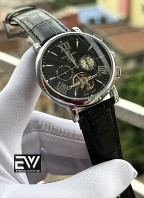 PATEK AUTOMATIC BLACK BELT SILVER CASE BLACK DIAL_img_0