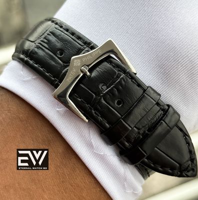 PATEK AUTOMATIC BLACK BELT SILVER CASE BLACK DIAL_img_1
