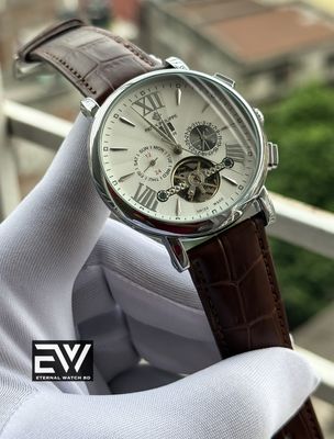 PATEK AUTOMATIC BROWN BELT WHITE DIAL SILVER CASE_img_0
