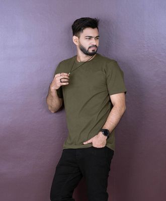 Solid (Dark Olive) Basic T-shirt_img_0