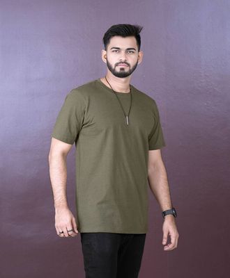 Solid (Dark Olive) Basic T-shirt_img_2