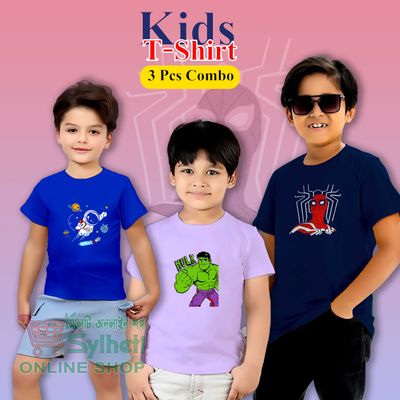 Kids Spiderman 3 Pcs Combo T-Shirt (Cotton)_img_0